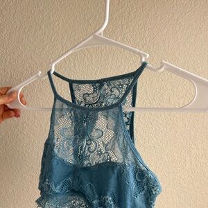 Blue Lace Halter Top